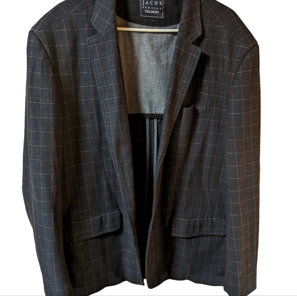 Men's Jachs New York Tailoring Navy with Pink Plaid Blazer Size XL - Picture 5 of 6